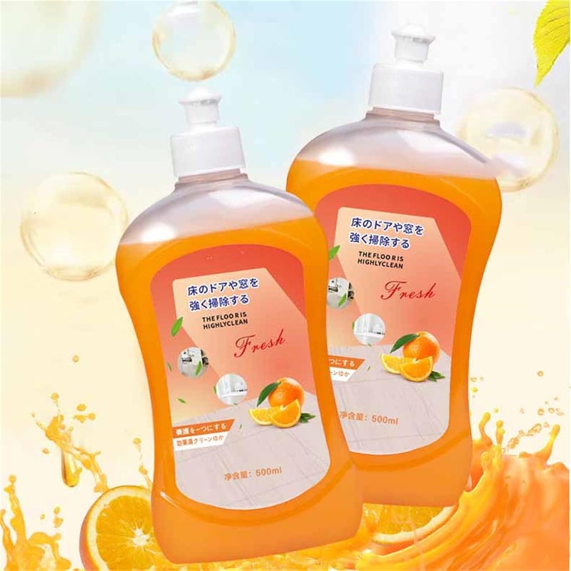 comfrt VML Floor Cleaner, Xiedasi Floor Cleaner, Great Floor Cleaner, Fourpeopeo Cleaner, 500ml Powerful Decontamination Floor Cleaner, Orange Floor Cleaner, for Wood Floors, Tile Floors - Image 4