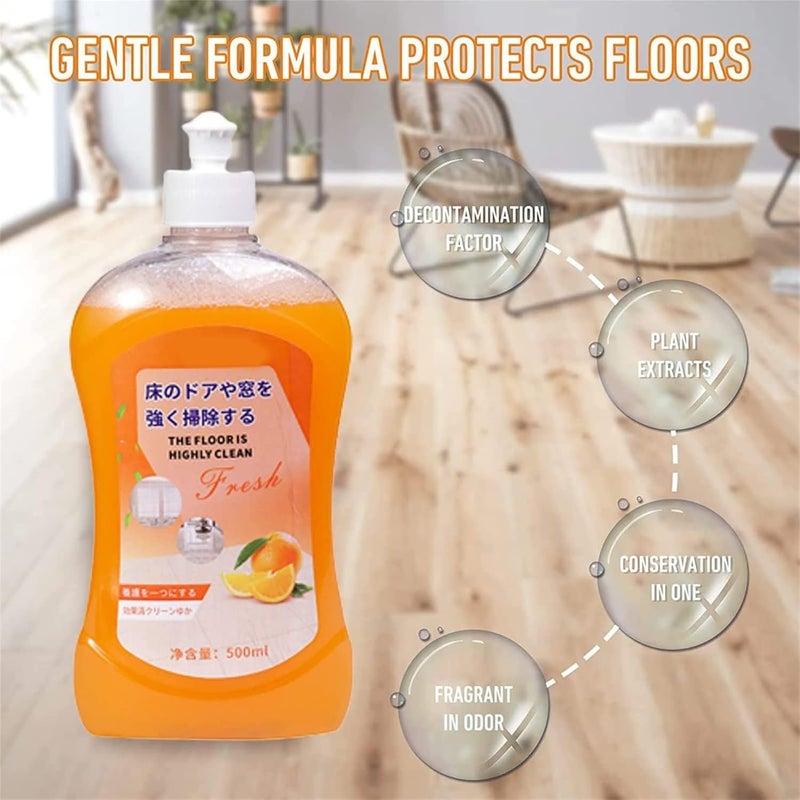 comfrt VML Floor Cleaner, Xiedasi Floor Cleaner, Great Floor Cleaner, Fourpeopeo Cleaner, 500ml Powerful Decontamination Floor Cleaner, Orange Floor Cleaner, for Wood Floors, Tile Floors - Image 2