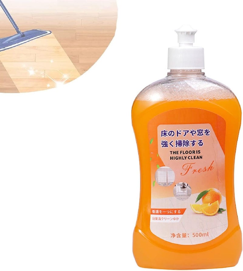comfrt VML Floor Cleaner, Xiedasi Floor Cleaner, Great Floor Cleaner, Fourpeopeo Cleaner, 500ml Powerful Decontamination Floor Cleaner, Orange Floor Cleaner, for Wood Floors, Tile Floors - Image 1
