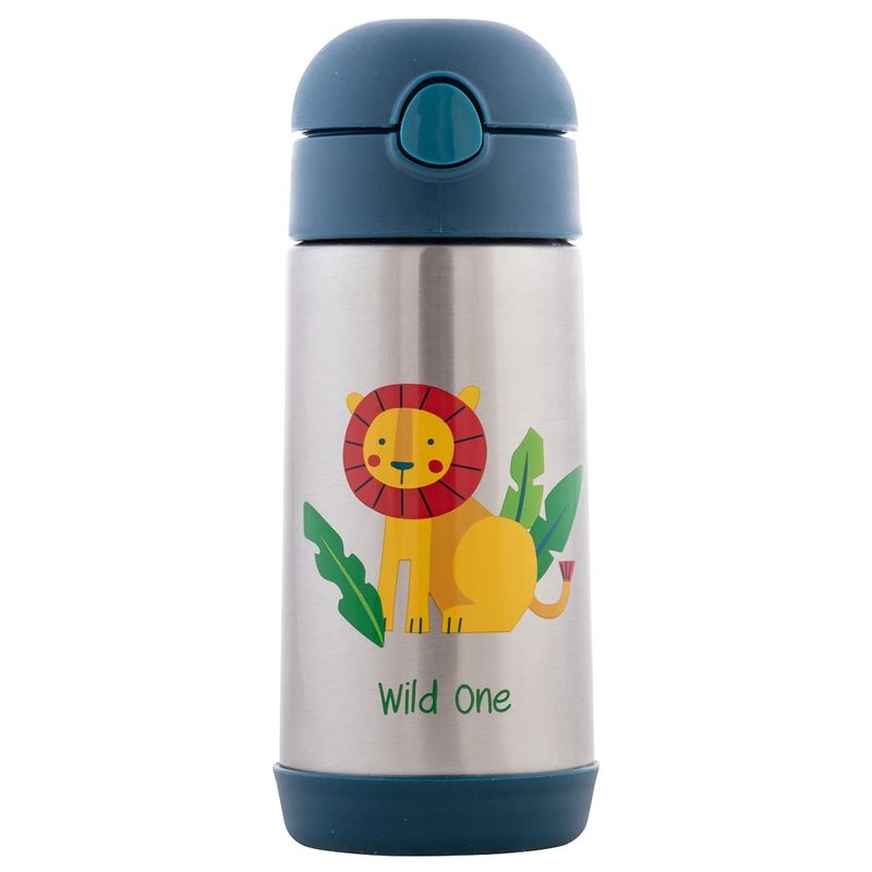 Stephen Joseph Double Wall Stainless Steel Bottles Insulated Water Bottle for Kids Toddlers Vacuum Insulated Bottle with Straw BPAFree Water Bottle 118 Ounces ZOO SJ1212