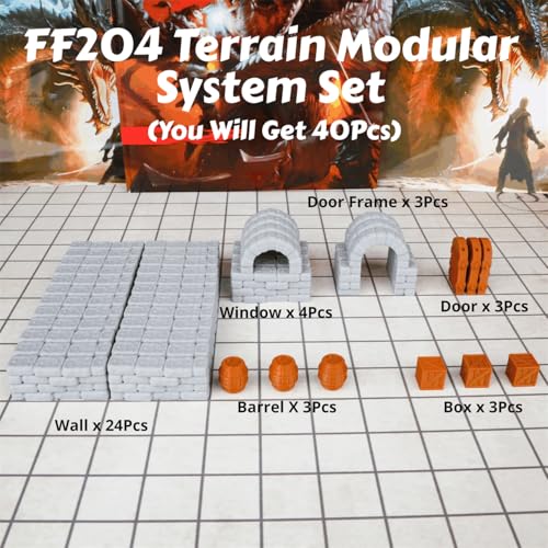 AUSPDICE Dungeon Walls 40pcs 28mm Miniature RPG Modular System DND Terrain Building Accessories for Tabletop Role Playing Scenes, Gift of Christmas Halloween for DM - Image 4