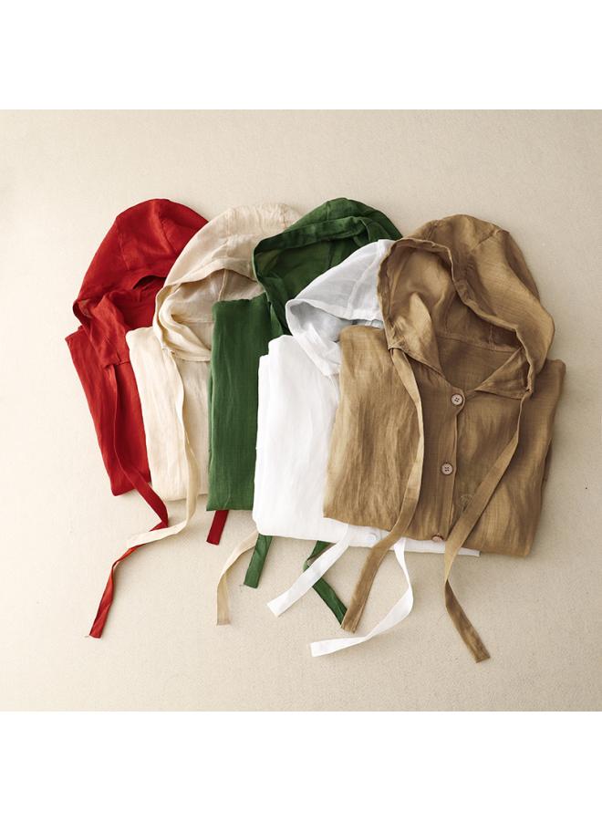 Song Feng Ya 5-color Artistic Loose Casual Hooded Sun-protective Clothing Beach Shirt Air-conditioning Shirt W En's French Style Drawstring Thin Long-sleeved Jacket - Image 2