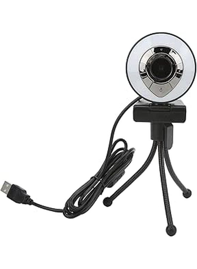 كاميرا ويب بدقة 1080P عالية الوضوح مع تركيز تلقائي وميكروفون مزدوج وإضاءة دافئة ودوران 360 درجة لمكالمات الفيديو والبث المباشر باللون الأبيض - Image 1