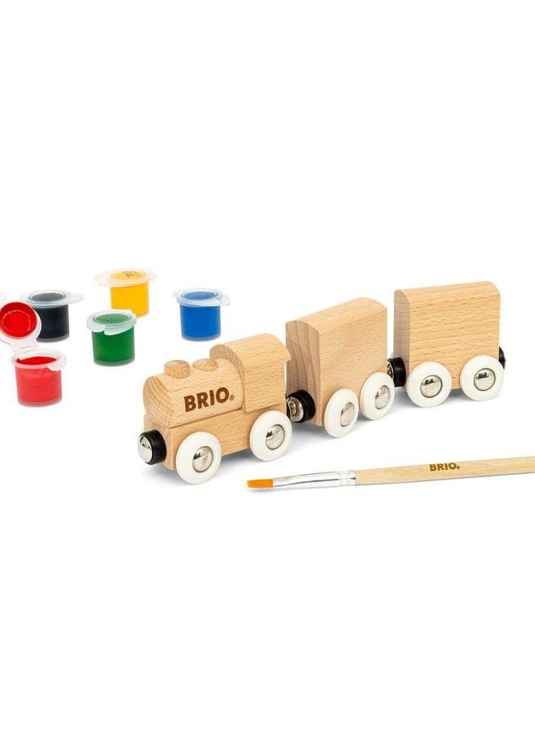 Brio قطار الطلاء من BRI – لعبة قطار خشبي قابلة للتخصيص مع فرشاة و 5 ألوان أكريليك – مجموعة قطار إبداعية DIY للأطفال – متوافقة مع عالم BRIO – للأعمار 5+ | 36006-B - Image 2