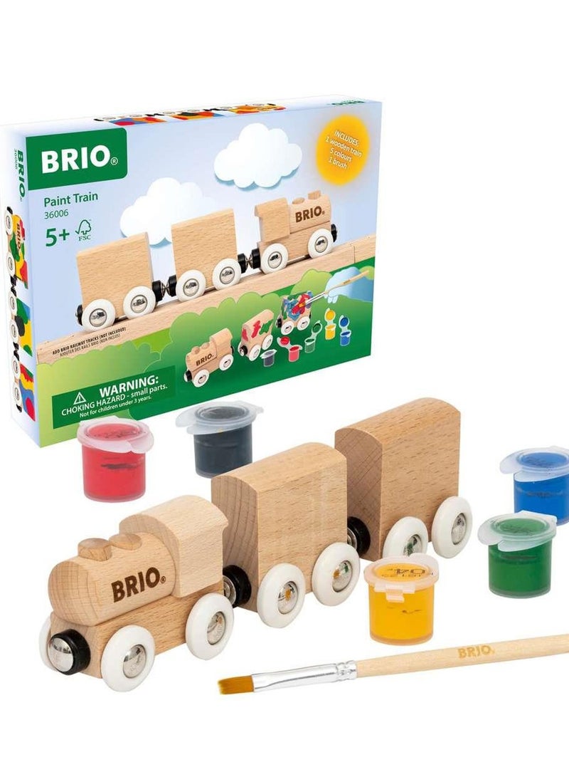 Brio قطار الطلاء من BRI – لعبة قطار خشبي قابلة للتخصيص مع فرشاة و 5 ألوان أكريليك – مجموعة قطار إبداعية DIY للأطفال – متوافقة مع عالم BRIO – للأعمار 5+ | 36006-B - Image 5