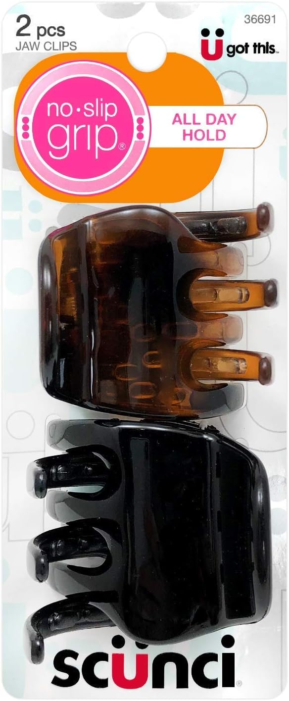 Scunci NoSlip Grip Chunky Jaw Clips  All Day Hold  2Pieces per Pack 1Pack