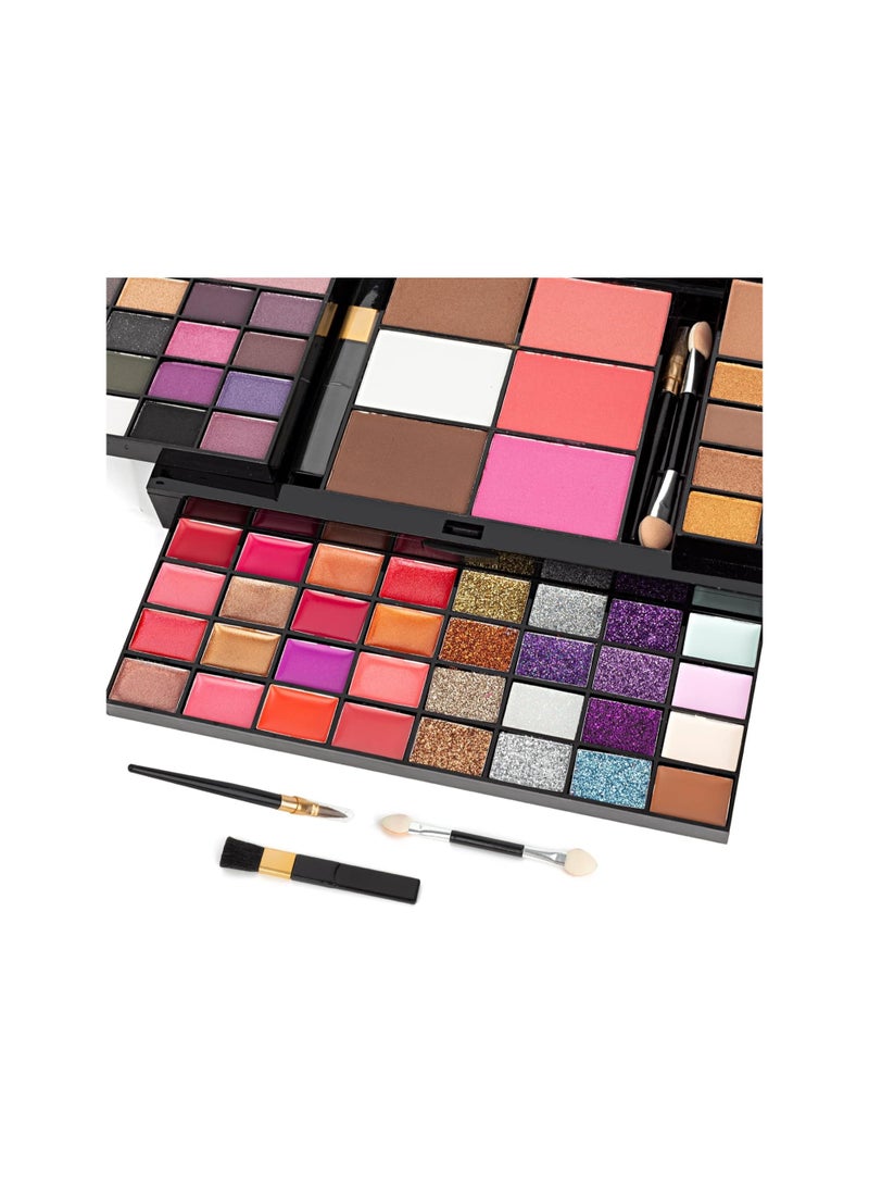 SEPROFE Makeup Kit For Women Full Kit - 74 colors makeup sets - 36 Eyeshadow, 28 Lip Gloss, 3 Contour Powder, 3 Brushes, 3 Blusher, 4 Concealer, 1 Mirror, three-dimensional pull type Combination Palette  - Image 2