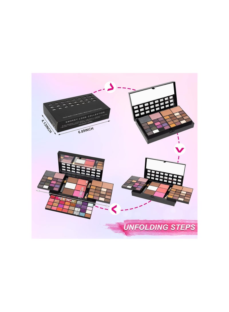 SEPROFE Makeup Kit For Women Full Kit - 74 colors makeup sets - 36 Eyeshadow, 28 Lip Gloss, 3 Contour Powder, 3 Brushes, 3 Blusher, 4 Concealer, 1 Mirror, three-dimensional pull type Combination Palette  - Image 3