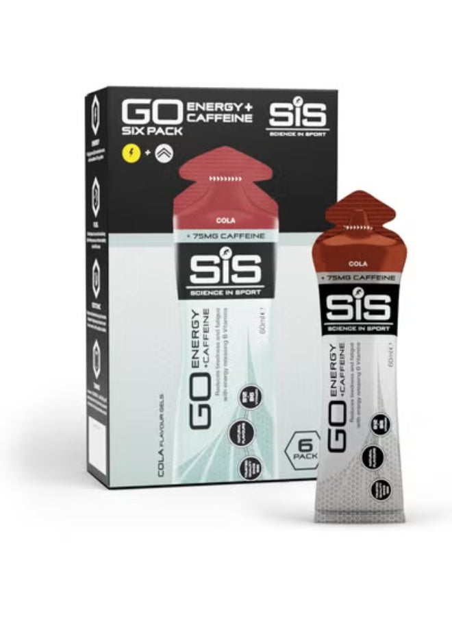 Science In Sport GO Isotonic Energy Gels | 75mg Caffeine | 22g Carbohydrates | Low Sugar | Easily Digestible | Gluten Free | No Water Needed | Running Gels | Cola Flavour | 6 Pack