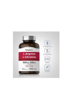 Piping Rock L-Arginine L-Citrulline 1000mg and 120 capsules  - Image 3