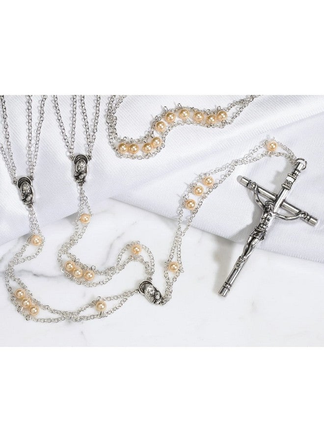 1home CB Catholic Creed-Ladder Lasso Wedding Rosary, 42-Inch, Clear - Image 3