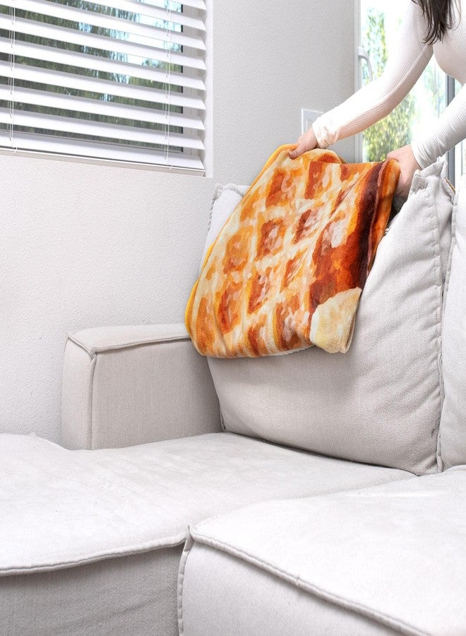 Toynk Waffle Round Fleece Throw Blanket, Realistic Breakfast Food Wrap Blanket | Plush Soft Polyester Cover For Sofa and Bed, Cozy Home Decor Room Essentials | Funny Novelty Gift For Teens, Kids | 60 Inches - Image 4