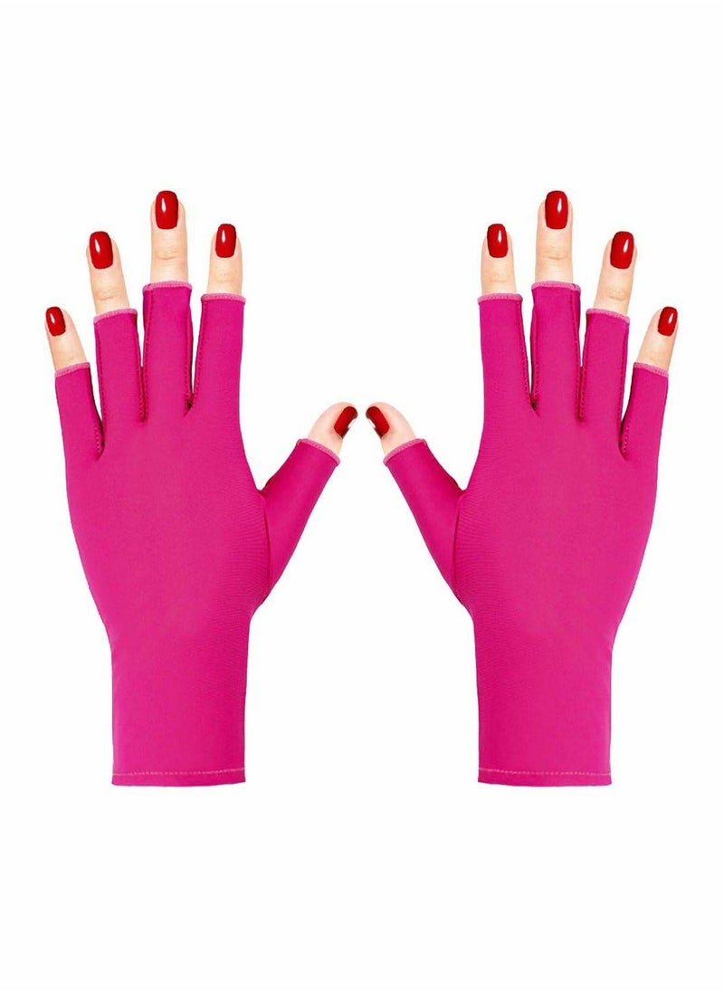 UV Glove for Nail Lamp, Gel Manicures Glove, Half Finger Stretchy Gloves for Girls Protect Hands  - Image 1
