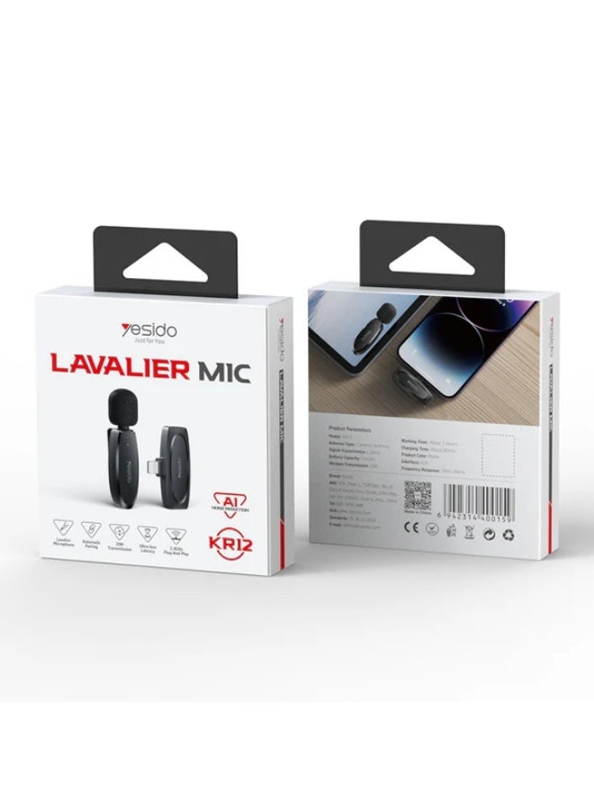 YESIDO Lavalier Microphone KR11 / KR12 / KR13 / KR14, Professional Clip-On Lapel Mic for Recording, Streaming, Online Teaching, Vlogging, and Interviews, Clear Sound with Noise Reduction - Image 4