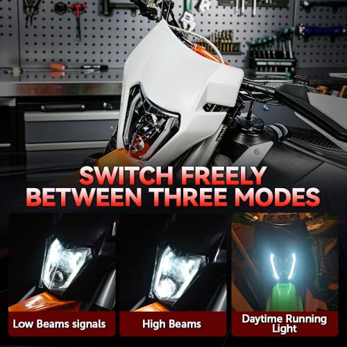 CHANGCHENG Dirt Bike Headlight Led，66W 3000lm Universal Motorcycle LED Headlight Kit，Pit Bike Headlight for Most Pit Dirt Bike Motorcycle Enduro ATV Scooters-White - Image 2
