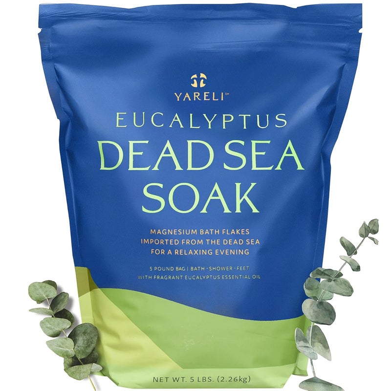 Dead Sea Bath  Foot Soak Eucalyptus Magnesium Bath Salt Flakes Alternative to Epsom Salt 5lbs with Over 250000mg of Elemental Magnesium Per Bag