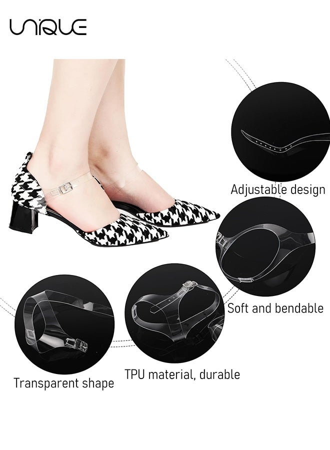 Unique 2 Pairs Detachable Shoe Straps for Heels, Replacement Ankle Straps for Heels, Elastic Transparent High Heels for Women, Clear Anti Loose Shoelace with Adjustable Buck for Holding High Heels - Transparent/Triangle - Image 3