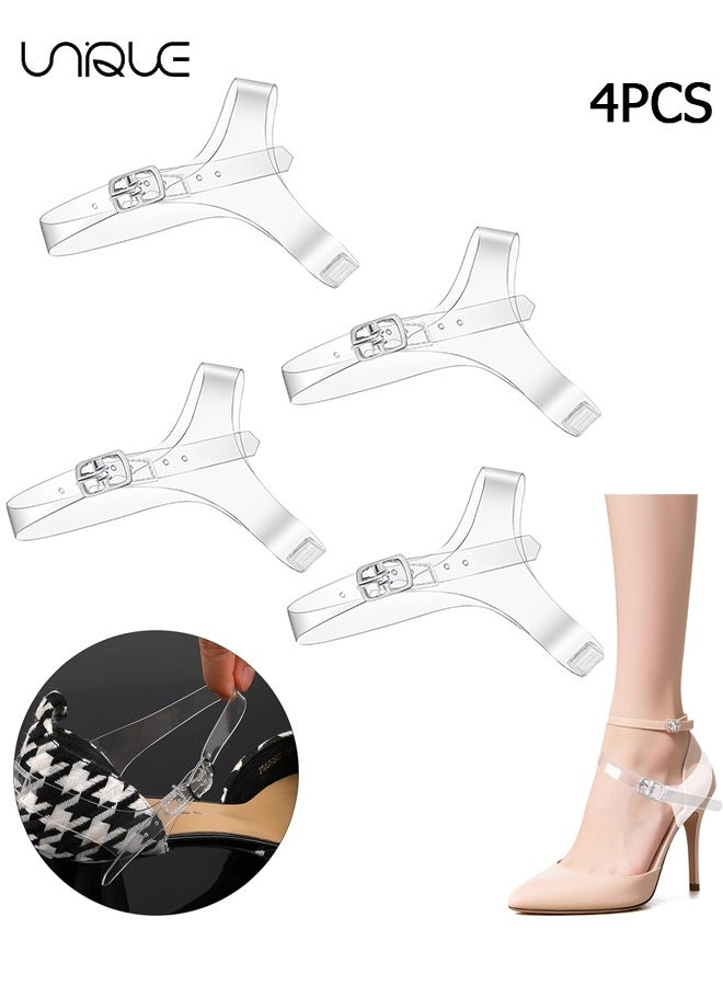 Unique 2 Pairs Detachable Shoe Straps for Heels, Replacement Ankle Straps for Heels, Elastic Transparent High Heels for Women, Clear Anti Loose Shoelace with Adjustable Buck for Holding High Heels - Transparent/Triangle - Image 1