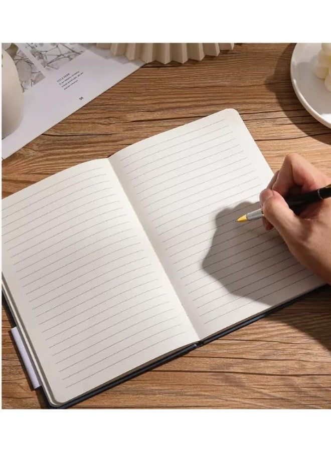 A5 دفتر جلد صناعي مع شريط مطاطي أسود 192 صفحة عالي الجودة للمكتب والدراسة والاستخدام اليومي - Image 4