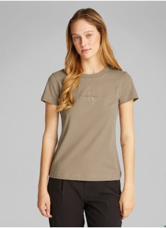 Calvin Klein Jeans Women's Slim Monogram T-Shirt - Cotton, Grey  - Image 1