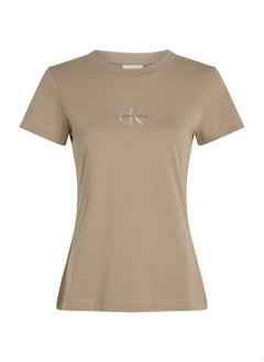 Calvin Klein Jeans Women's Slim Monogram T-Shirt - Cotton, Grey  - Image 2