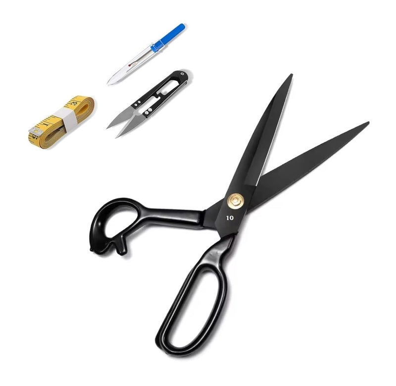 CRAFT it Tailoring Scissor 10 Inches for cloth cutting with Sharp Precision Blades | Professional Shears for Tailoring with High Carbon Steel (1 Scissor+1 seam Ripper+1 cutter+1 Measure Tape) - Image 1
