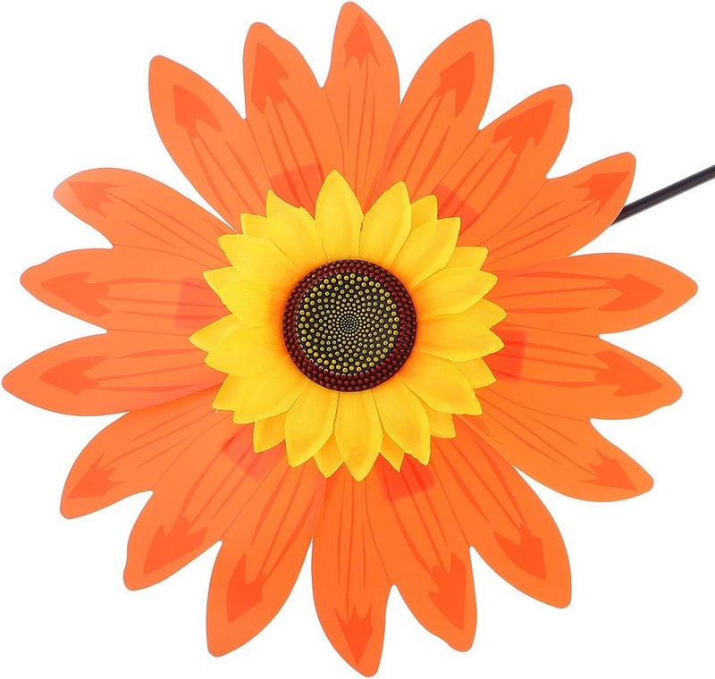 klarako Colorful Pinwheels  Sunflower Windmills Suitable for Garden, Party, Outdoor, Yard, Decoration  Orange - Image 1
