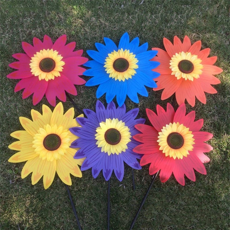 klarako Colorful Pinwheels  Sunflower Windmills Suitable for Garden, Party, Outdoor, Yard, Decoration  Orange - Image 3