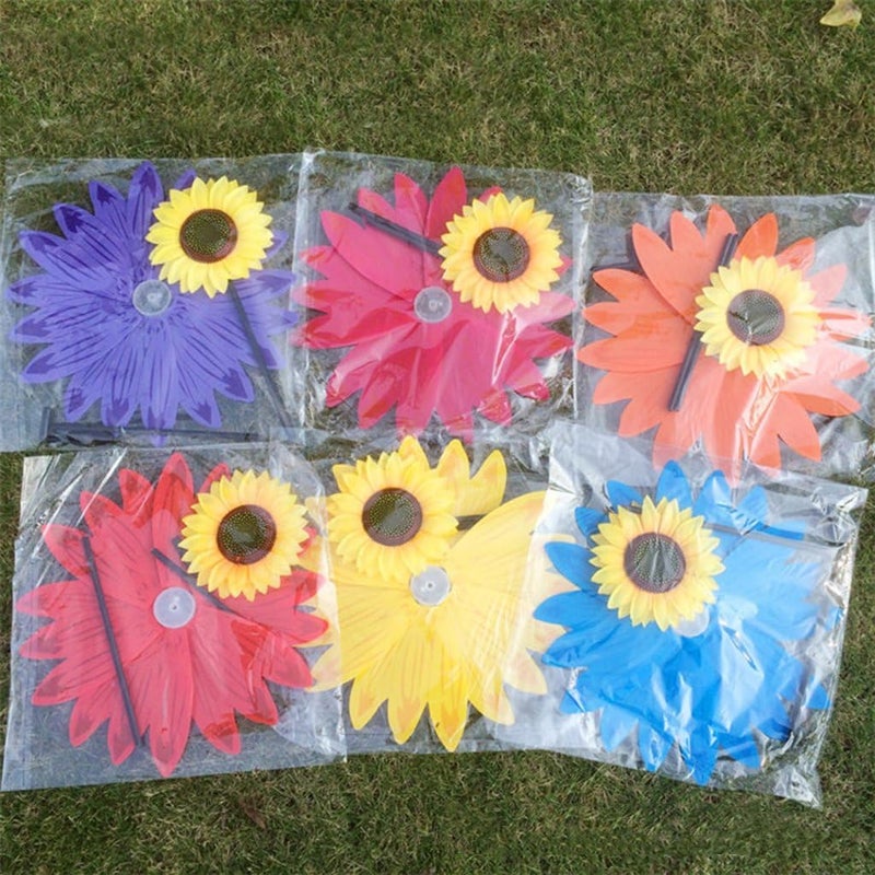 klarako Colorful Pinwheels  Sunflower Windmills Suitable for Garden, Party, Outdoor, Yard, Decoration  Orange - Image 2