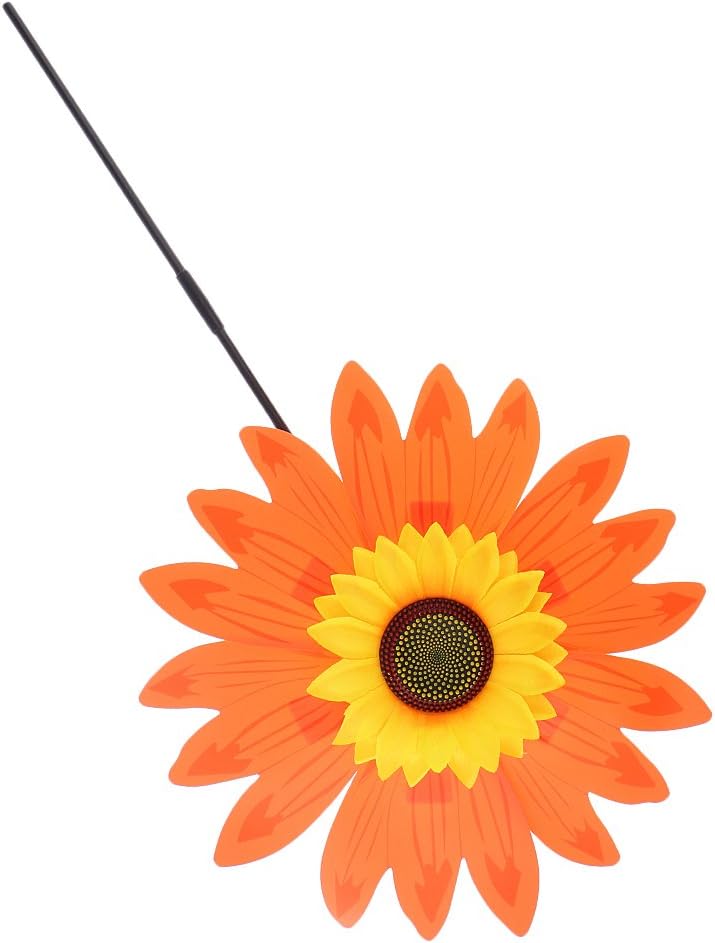 klarako Colorful Pinwheels  Sunflower Windmills Suitable for Garden, Party, Outdoor, Yard, Decoration  Orange - Image 4