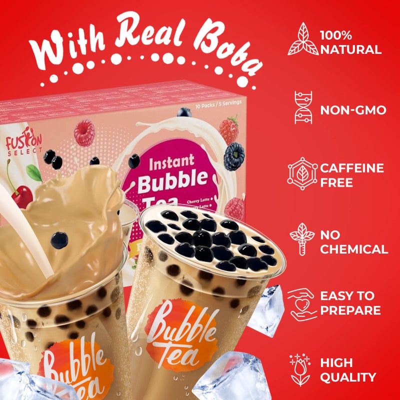 Fusion Select 5 Packs Bubble Tea Kit Extra Rich Blueberry, Raspberry Strawberry Blackberry Cherry Boba Tea Kit Drinks, Boba Tapioca Pearl, Straws, Various Tea Set Flavors - Image 3
