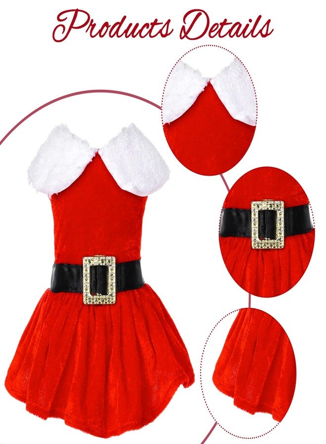 phnydreg Christmas Dog Dress Santa Dog Costume Red Velvet Dogs Outfit Xmas Party Cosplay Outfit for Small Dogs Girl - Image 3