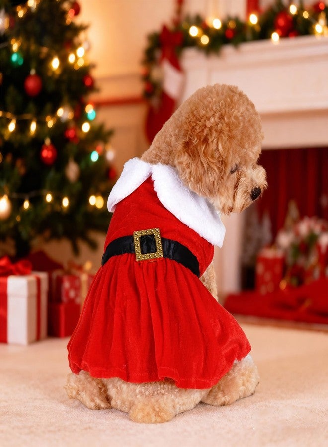 phnydreg Christmas Dog Dress Santa Dog Costume Red Velvet Dogs Outfit Xmas Party Cosplay Outfit for Small Dogs Girl - Image 5