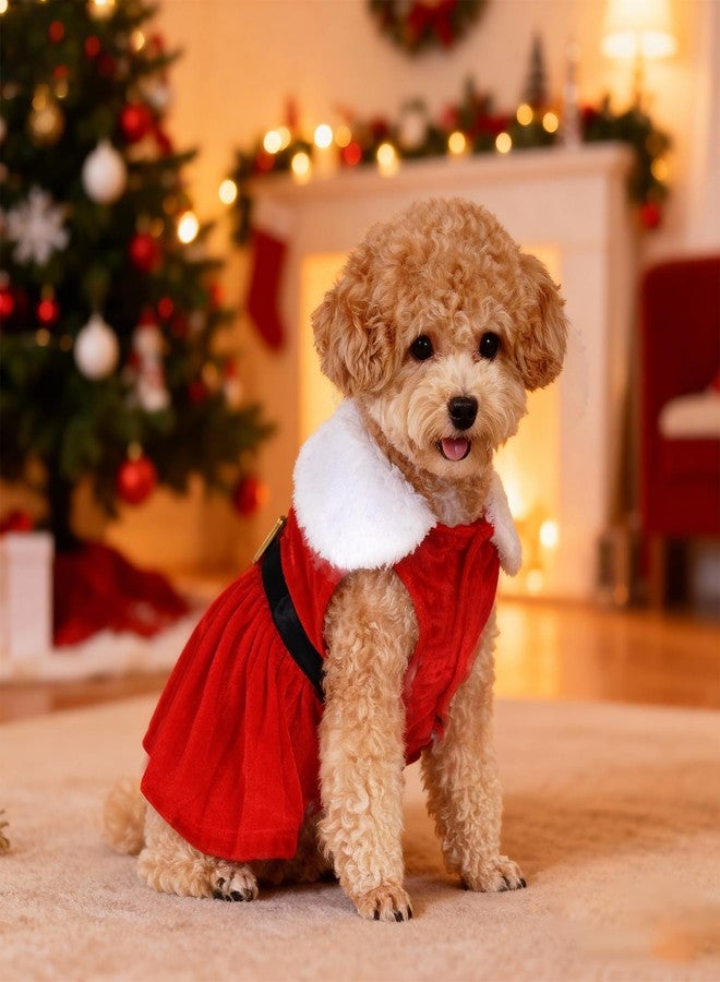 phnydreg Christmas Dog Dress Santa Dog Costume Red Velvet Dogs Outfit Xmas Party Cosplay Outfit for Small Dogs Girl - Image 4