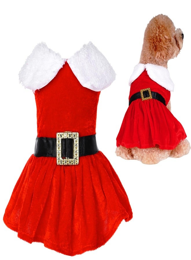 phnydreg Christmas Dog Dress Santa Dog Costume Red Velvet Dogs Outfit Xmas Party Cosplay Outfit for Small Dogs Girl - Image 1