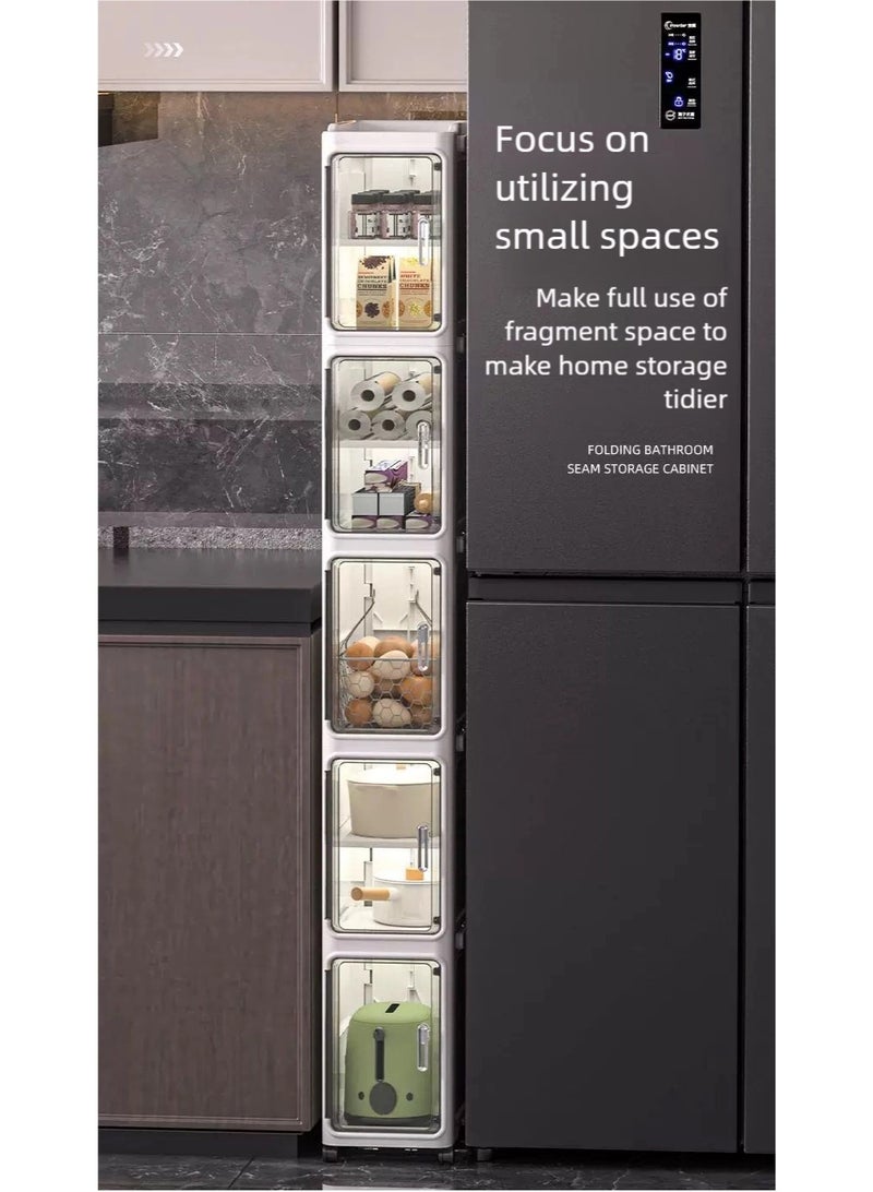 nehem 4-Tier Narrow with Movable Wheels, Plastic Waterproof Storage Cabinet,Adjustable Shelves, Anti-Tip, Slim for Small Spaces, Bathroom, Kitchen, Corner Floor, Toilet Paper Organizer - Image 4