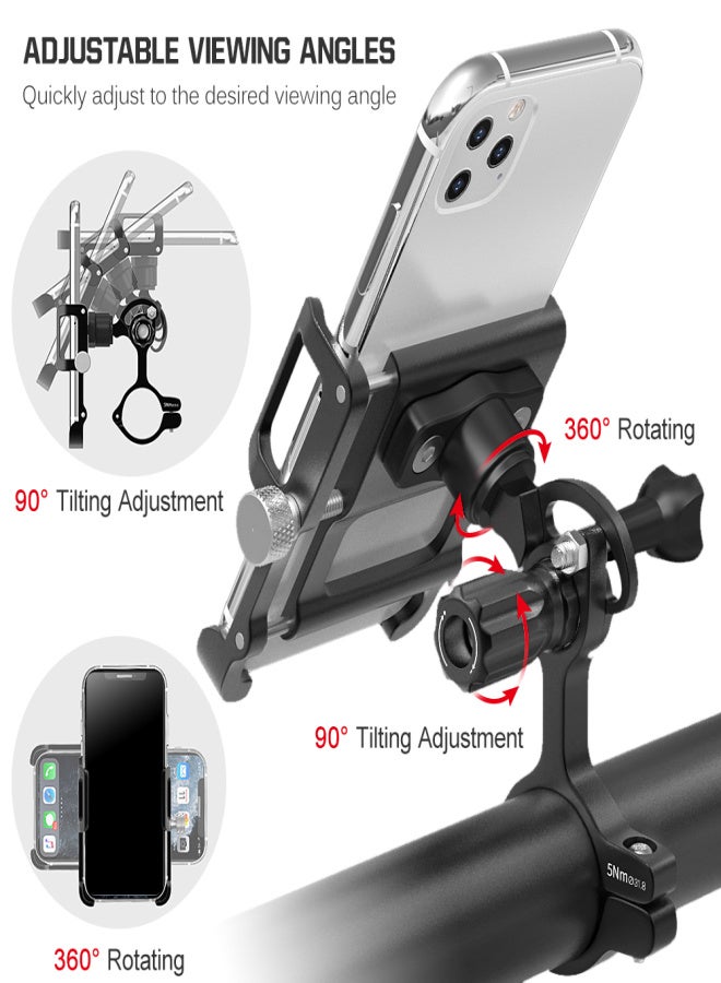 GUB Aluminum Bike Phone Holder 360 Degree Rotating Adjustable Anti Slip Cycling Bicycle Handlebar Phone Mount Holder Stand - Image 4