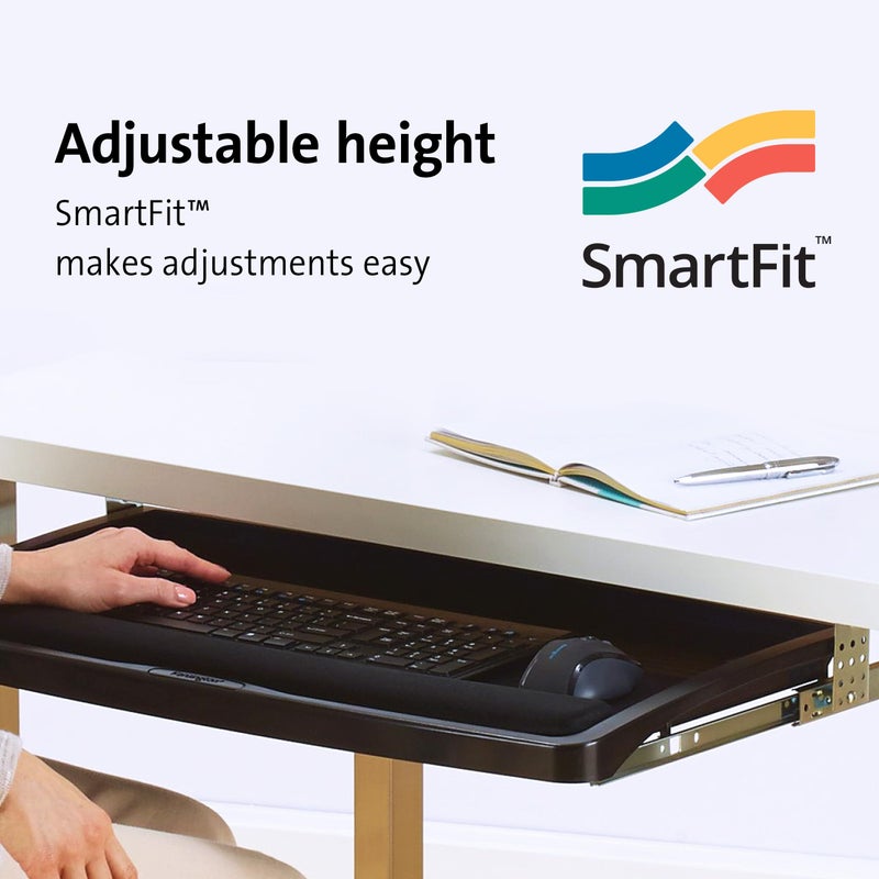 Kensington Keyboard Tray Under Desk, SmartFit Ergonomic Slide-Out Keyboard Drawer with Cable Management, Extra-Wide Height Adjustable Keyboard Holder, 24.5" x 11.75", Black K60004US - Image 3