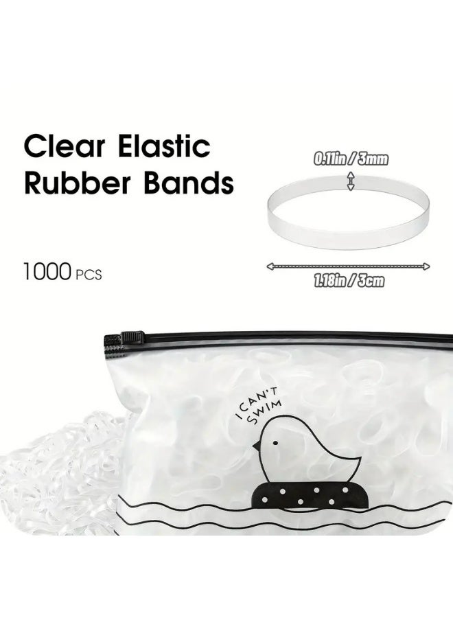 Kandid Hicarer 1000 Mini Rubber Bands Soft Elastic Bands for Hair Braids(1.5 cm,Clear) - Image 4