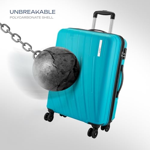 Safari Cairo 8 Wheels Set of 3 Trolley Bags, Hard Case Polypropylene, 360 Degree Wheeling Carry on & Check-in Luggage for Men & Women, Suitcase for Travel, Trolley Bags for Travel, Cyan - Image 2