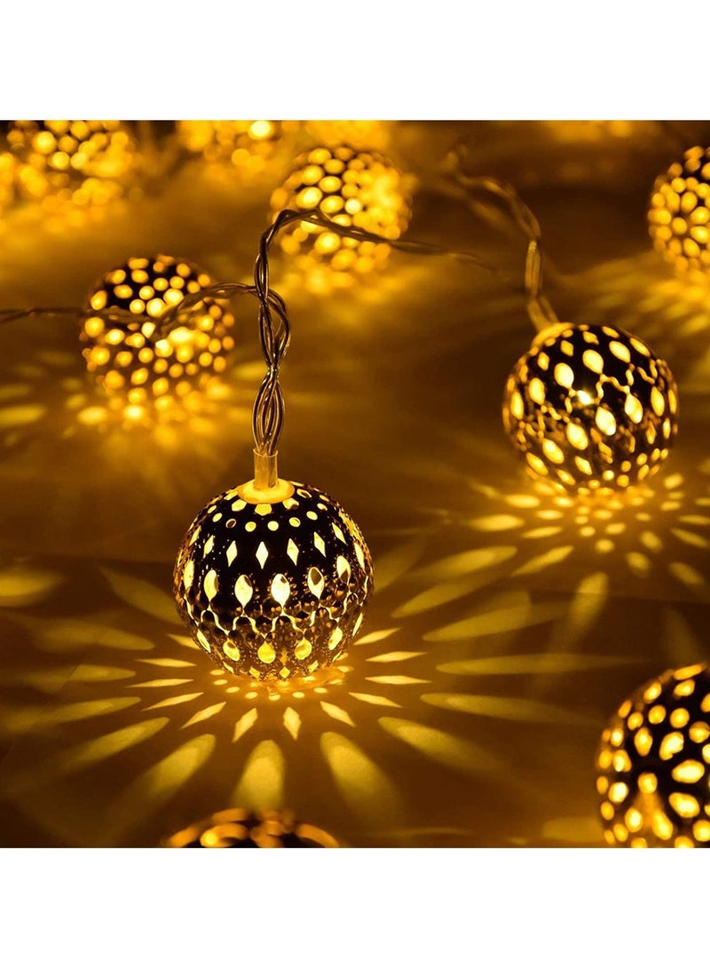 ZAYO LED Metal Ball String Lights Battery Operated, Decorative Fairy Lights for Home Decoration, Bedroom, Balcony, Festival Decor, Indoor Ambient Lighting - Image 1