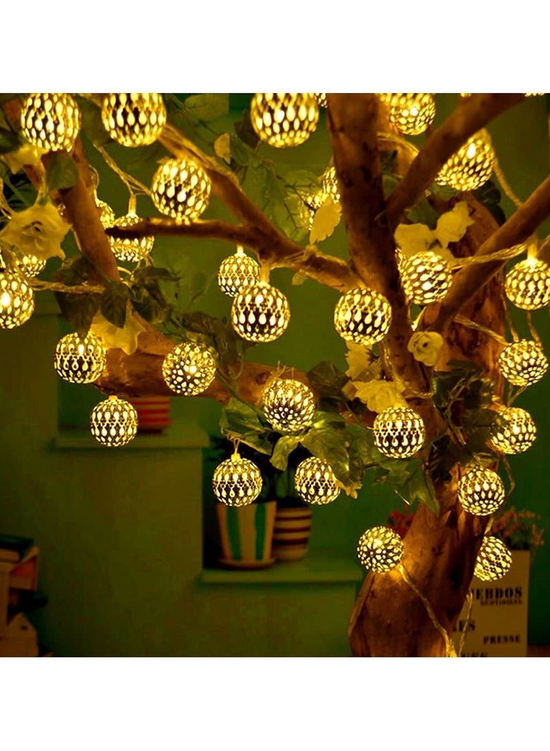 ZAYO LED Metal Ball String Lights Battery Operated, Decorative Fairy Lights for Home Decoration, Bedroom, Balcony, Festival Decor, Indoor Ambient Lighting - Image 3