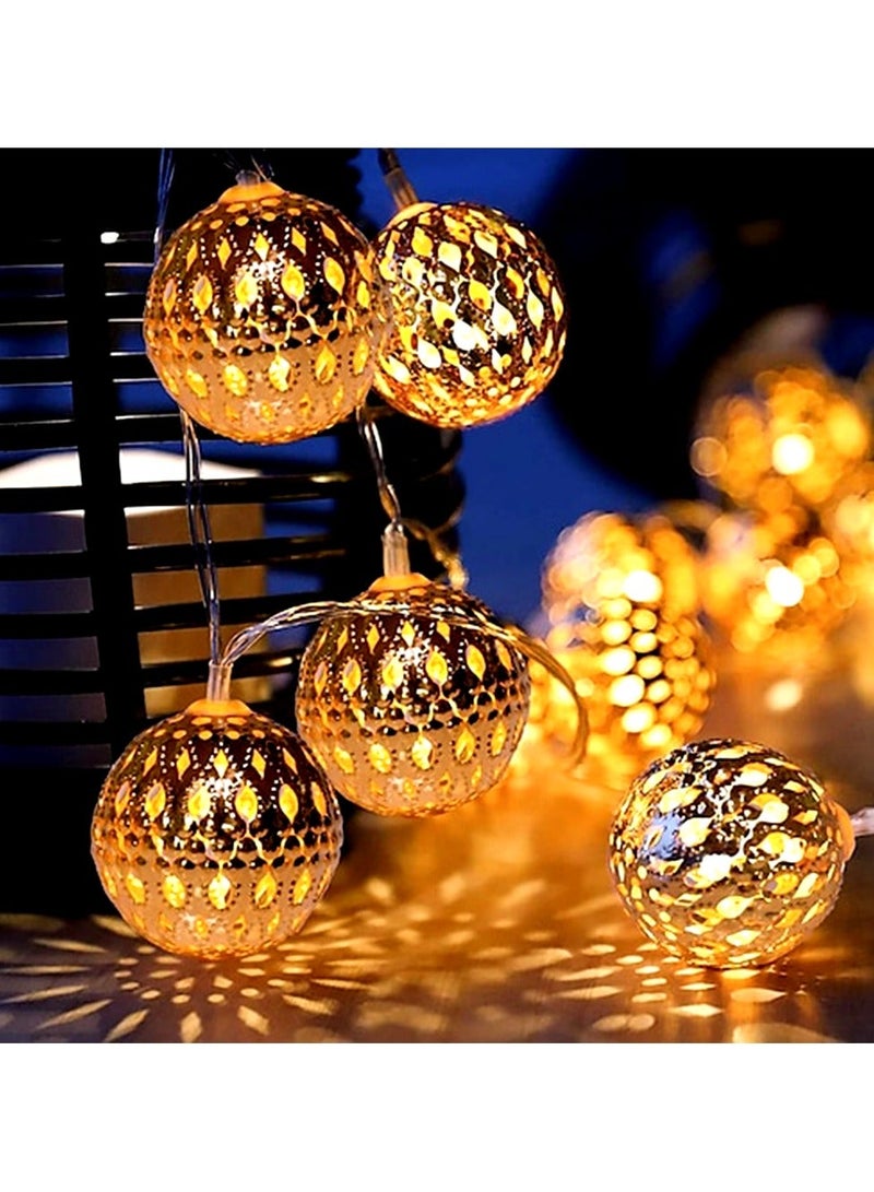 ZAYO LED Metal Ball String Lights Battery Operated, Decorative Fairy Lights for Home Decoration, Bedroom, Balcony, Festival Decor, Indoor Ambient Lighting - Image 2