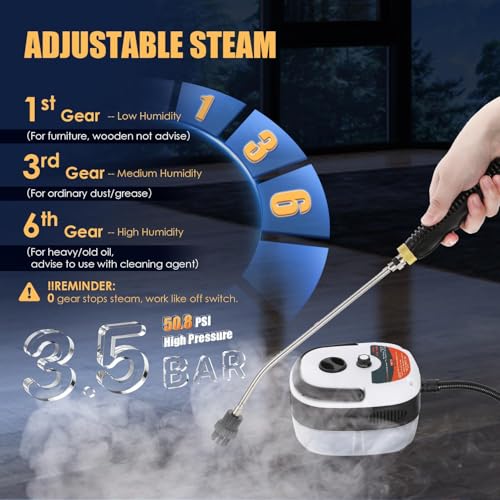 Hapyvergo 2500W Handheld Steam Cleaner High Pressure Steamer for Cleaning for Grout Tile Hand Held Portable Steamer Cleaner for Car Auto Small Mini Power Cleaning Steamer High Heat for Home - Image 3