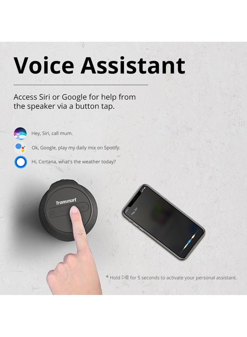 Tronsmart T6 Mini Upgraded Portable Speaker - 15W Wireless, 360-degree Surround Sound, Stereo Pairing, IPX6 Water-resistant, 24H Battery, Bluetooth 5.3 - Black - Image 4