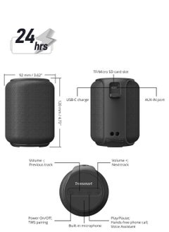 Tronsmart Tronsmart T6 Mini Upgraded Portable Speaker - 15W Wireless, 360-degree Surround Sound, Stereo Pairing, IPX6 Water-resistant, 24H Battery, Bluetooth 5.3 - Black  - Image 3