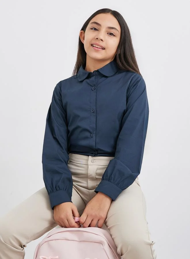 ستايلي Styli Girls Navy Blue Peter Pan Collar Shirt