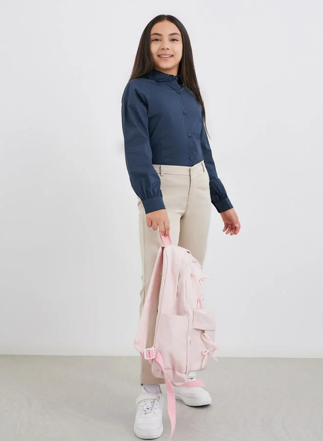 ستايلي Styli Girls Navy Blue Peter Pan Collar Shirt