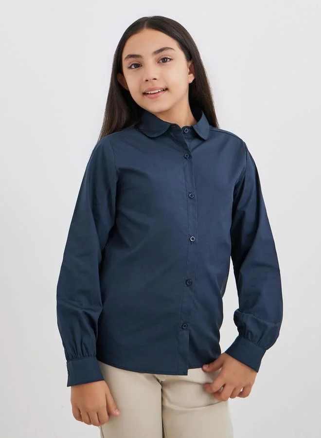 Styli Girls Navy Blue Peter Pan Collar Shirt