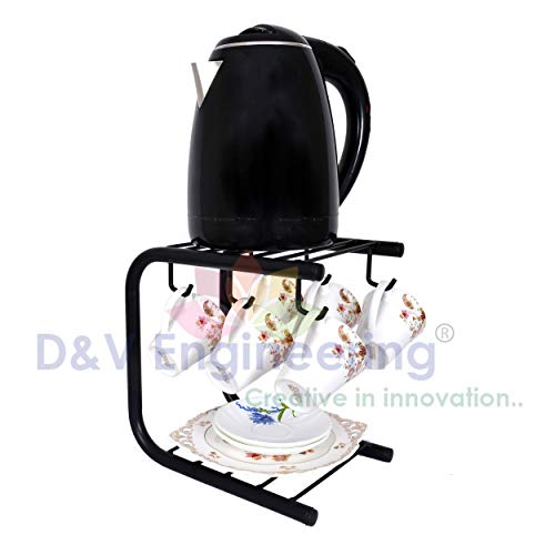 D&V ENGINEERING - Creative in innovation D&V Engineering Tea Cups and Saucers Stand, Pantry Storage Organizer Countertop Mug Stand for Kitchen, Coffee Cup Organizer for Kitchen, Tea Cup Holder for Office, Black - Image 2